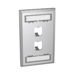 Placa de Pared Vertical, de Acero Inoxidable, Salida Para 2 Puertos Mini-Com, Con Espacios Para Etiquetas - Image 3