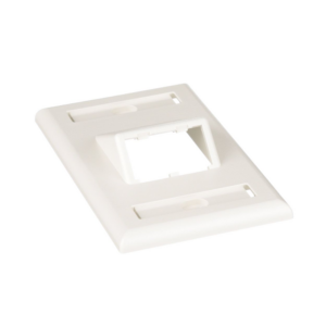 Placa de Pared Vertical Cl?sica, Salida Para 2 Puertos Mini-Com Inclinados, Con Espacios Para Etiquetas, Color Blanco Mate