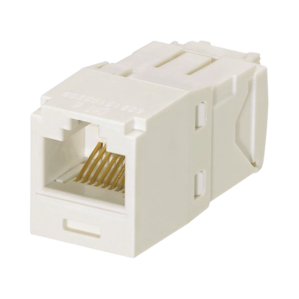 Conector Jack RJ45 Estilo TG, Mini-Com, Categor?a 6, de 8 Posiciones y 8 Cables, Color Blanco Mate