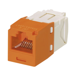 Conector Jack RJ45 Estilo TG, Mini-Com, Categor?a 6, de 8 Posiciones y 8 Cables, Color Naranja