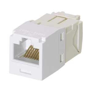 Conector Jack RJ45 Estilo TG, Mini-Com, Categor?a 6, de 8 Posiciones y 8 Cables, Color Blanco