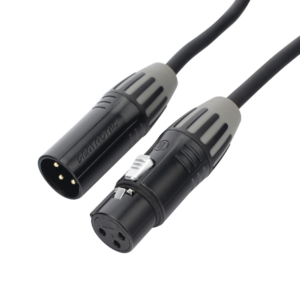 Cable XLR | 3 polos | Conector Hembra-Macho | Serie M | Carcasa Negra | Contactos Dorados | Ideal para Microfonía | Longitud 3m