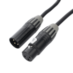 Cable XLR | 3 polos | Conector Hembra-Macho | Serie M | Carcasa Negra | Contactos Dorados | Ideal para Microfonía | Longitud 3m