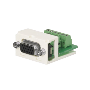 Conector Sub-D de 15 Pines Tipo Atornillable, Uso en 2 Puertos Mini-Com, Color Blanco Mate