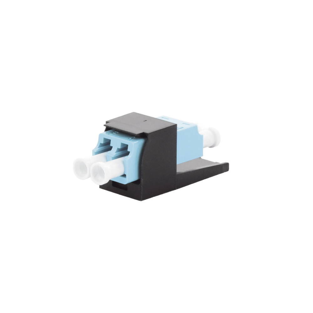 M?dulo Acoplador LC Duplex, para Fibra ?ptica Multimodo OM3/OM4, Tipo Mini-Com, Color Aqua