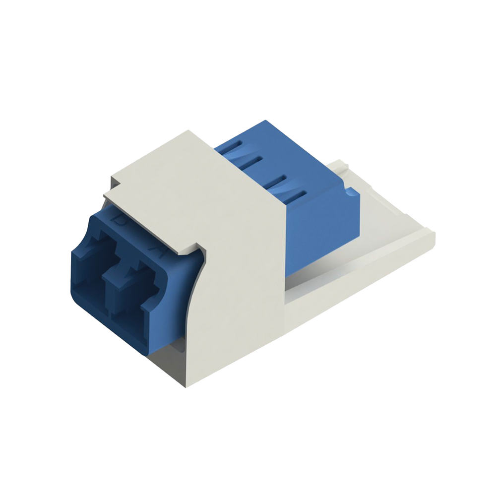 M?dulo Acoplador LC Duplex, para Fibra ?ptica Monomodo OS1/OS2, Tipo Mini-Com, Color Blanco Mate