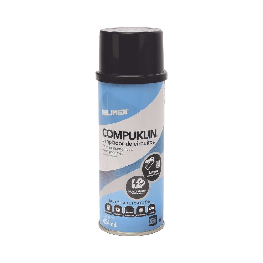 COMPUKLIN-l.png Limpiador desengrasante en aerosol dielectrico, para tarjetas electrónicas y circuitos, bote 454 ml - Image 1