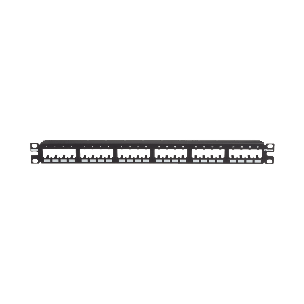 Panel de Parcheo Modular Mini-Com (Sin Conectores), Plano de Instalaci?n al Ras, Sin Blindaje, de 24 Puertos, 1UR