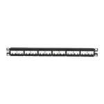 Panel de Parcheo Modular Mini-Com (Sin Conectores), Plano, Sin Blindaje, Con Etiqueta y Cubierta, de 24 Puertos, 1UR