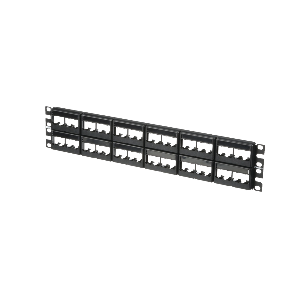 Panel de Parcheo Modular Mini-Com (Sin Conectores), Plano, Sin Blindaje, Con Etiqueta y Cubierta, de 48 Puertos, 2UR