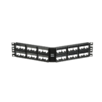 Panel de Parcheo Modular Mini-Com (Sin Conectores), Angulado, Sin Blindaje, Con Etiqueta y Cubierta, de 48 Puertos, 2UR