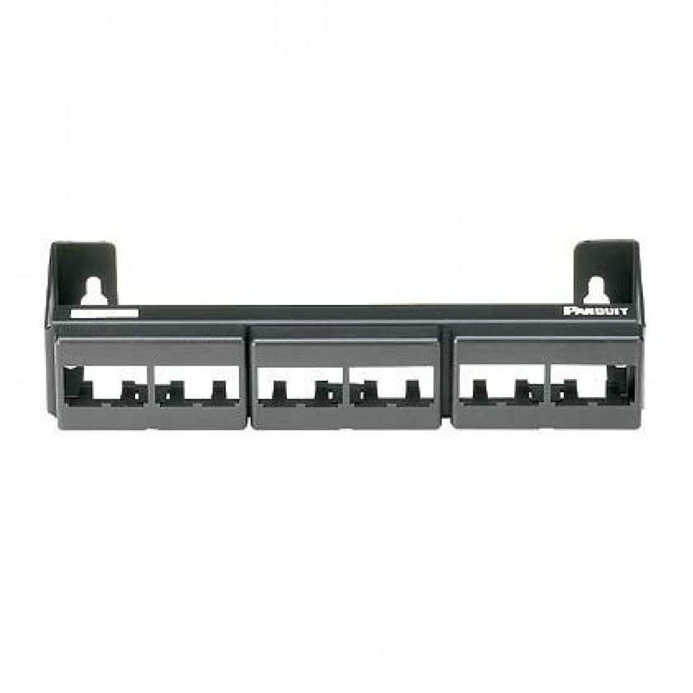 Panel de Parcheo Modular (Sin Conectores), de 12 Puertos Mini-Com, Instalaci?n en Pared con Montaje Incluido, Color Negro