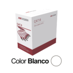 Bobina de Cable UTP 305 Metros (1000 Pies) / Cat 6 (24 AWG) / Color Blanco / PVC (CM) / Uso en Interior / CCA (Cobre con Aluminio) / Aplicaciones de CCTV y Redes de Datos
