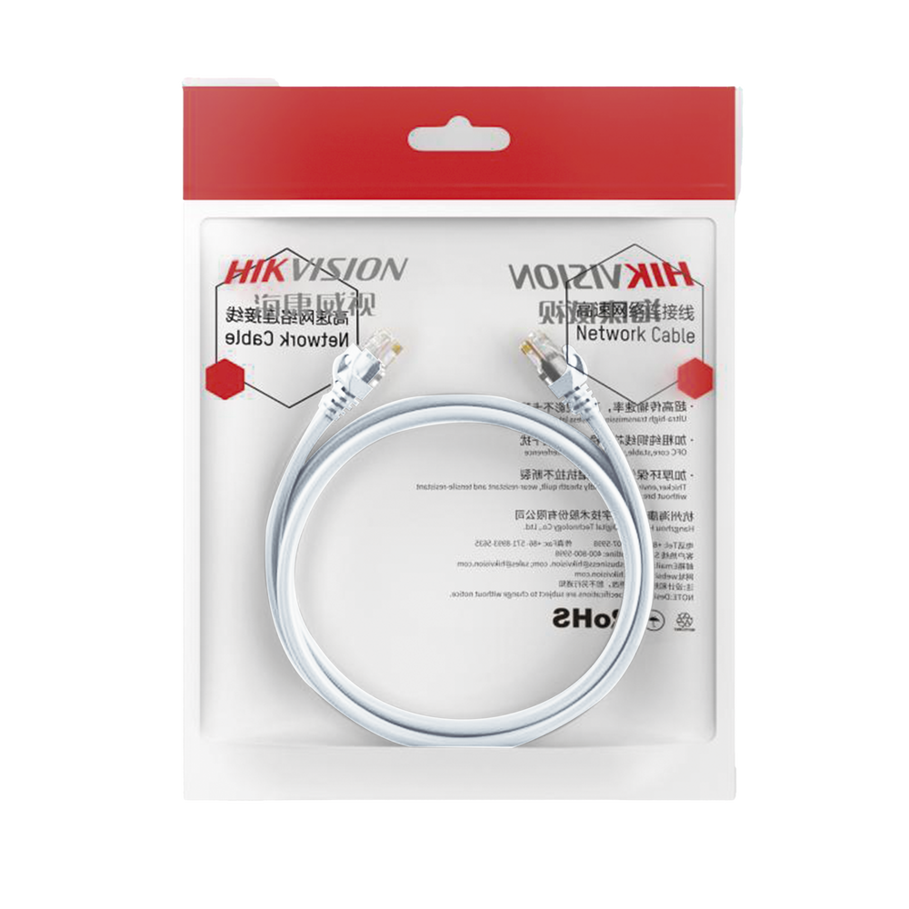 Cable de Parcheo (Patch Cord) / UTP / Cat. 6 (24 AWG) / 2 Metros (6.56 Pies) / Color Blanco/ Ideal para PoE+ / Interior