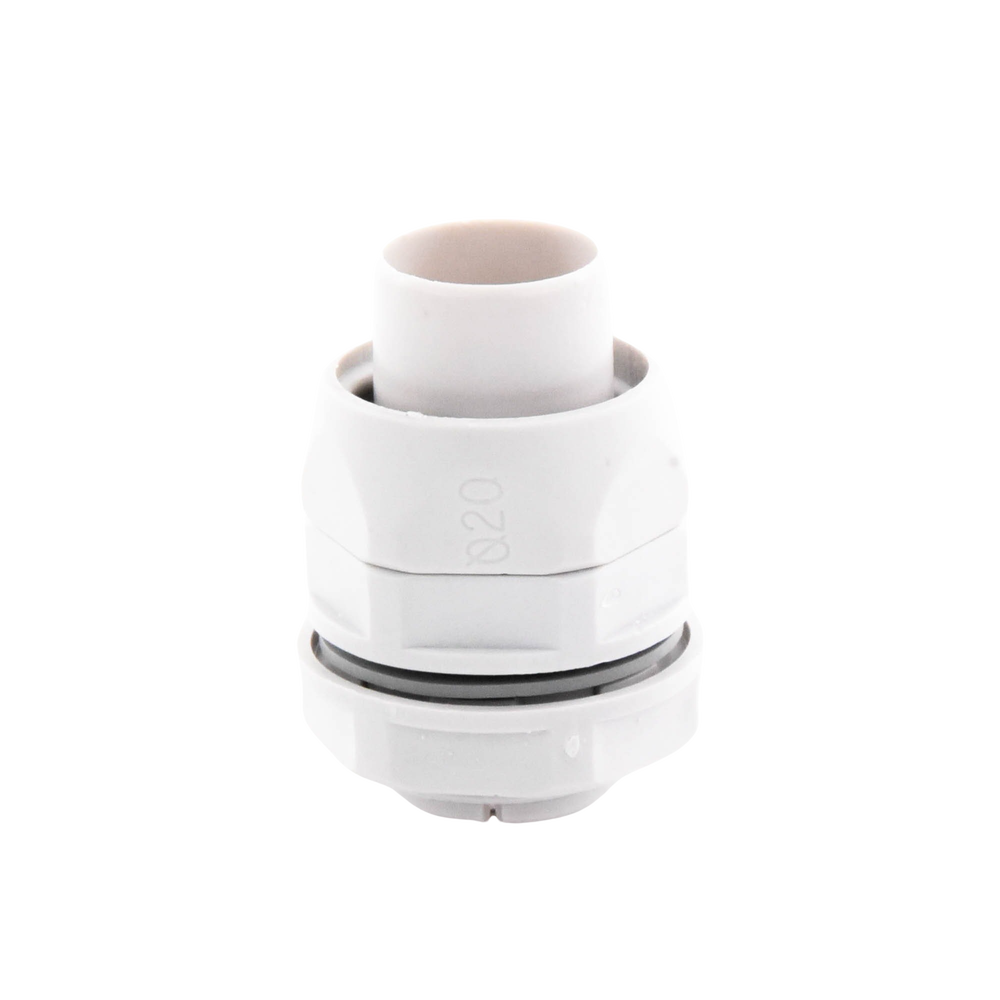 DX54020-AD-1-l.png Conector (Racor) de tubería flexible a caja, PVC Auto-Extinguible de 20 mm, IP55 - Image 1