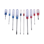 Juego de 10 Desarmadores Mango Plástico (Uso Ligero), Puntas magnética, 5 Puntas Planas (-) y 5 Puntas Phillips. (+)