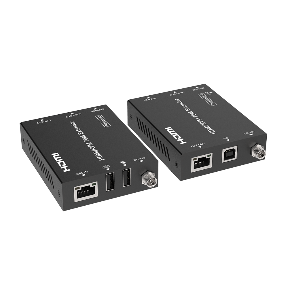 EPCEDB70K-l.png Kit Extensor HDMI con KVM | 70m | 4K2K@60Hz | 4:4:4 | HDMI2.0b y HDCP 2.2 | Salida de Audio 3.5mm | Admite PoC | Admite USB 1.1 - Image 1