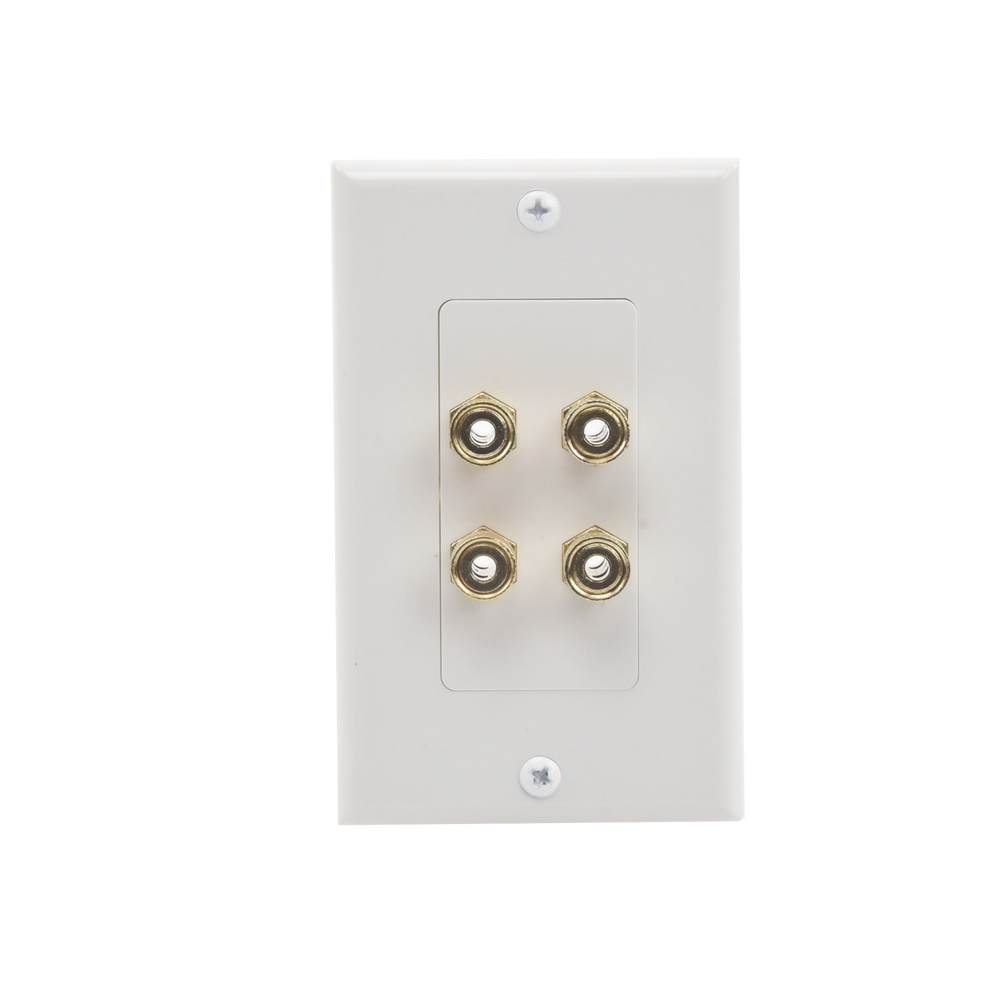 Placa de Pared | Postes de Unión Tipo Banana | Conexión para 2 Altavoces | Fácil Instalación | Conectores Chapados en Oro