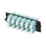 Placa Acopladora de Fibra ?ptica FAP, con 12 Conectores LC Duplex (24 Fibras), para Fibra Multimodo OM3/OM4, Color Aqua