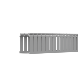 Canaleta Ranurada de PVC con Tapa, Tipo F, 108 mm de Ancho, 104.1 mm de Alto y 2 m de Largo, Color Gris