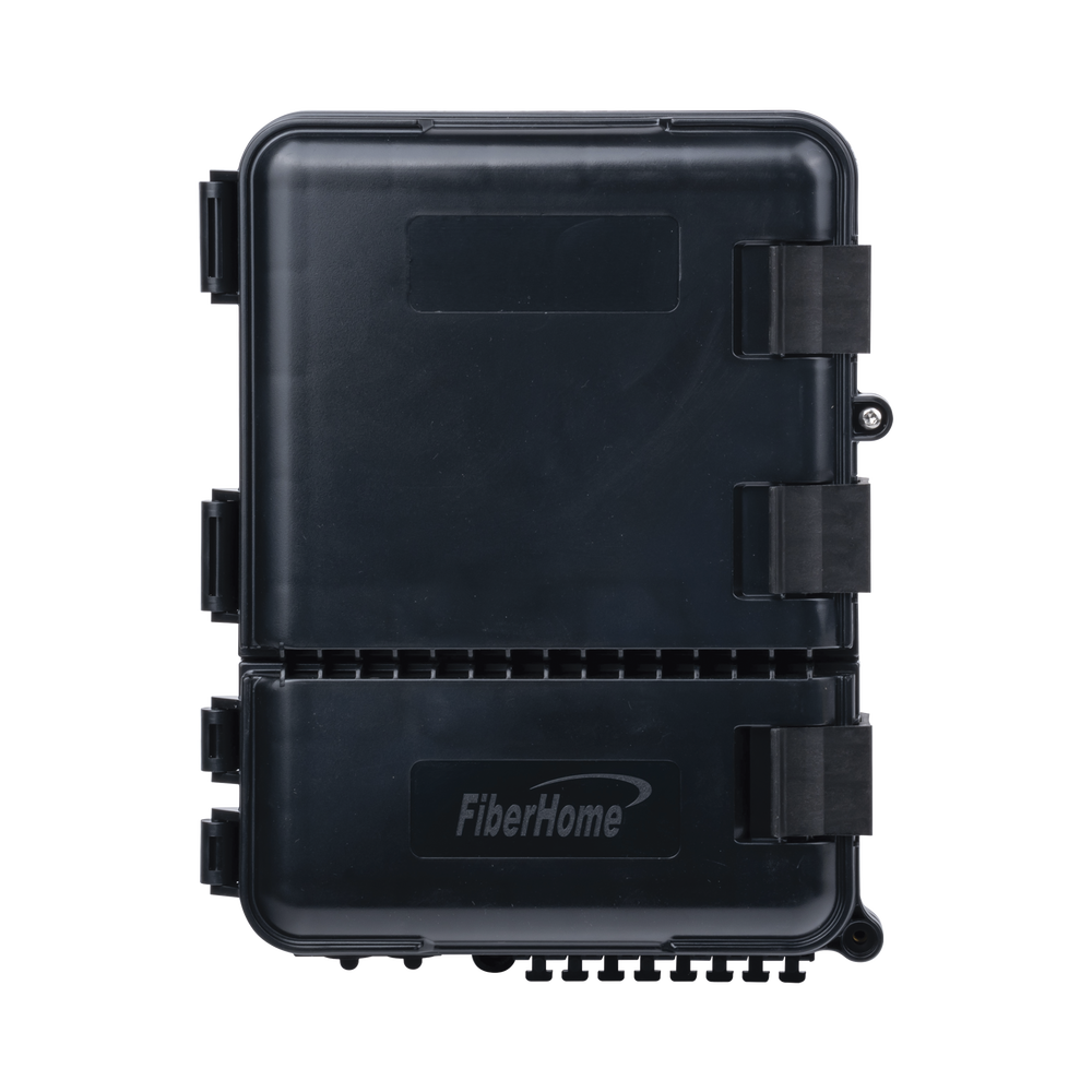 Caja de Distribuci?n de Fibra ?ptica para 24 Empalmes, con 8 Acopladores SC/APC Simplex, Exterior IP55, Color Negro