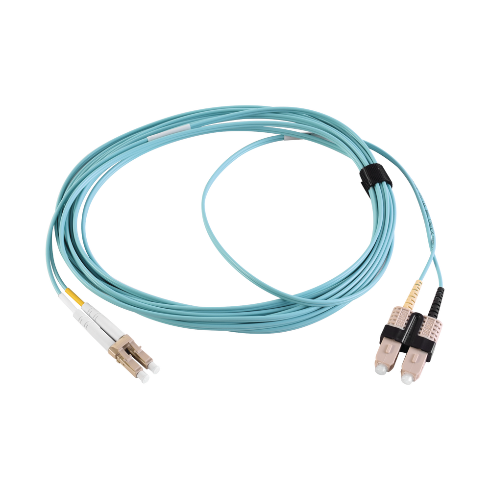 Jumper de Fibra ?ptica Multimodo 50/125 XGLO OM3, LC-SC Duplex, OFNR, Color Aqua, 2 Metros (6.56 Pies)