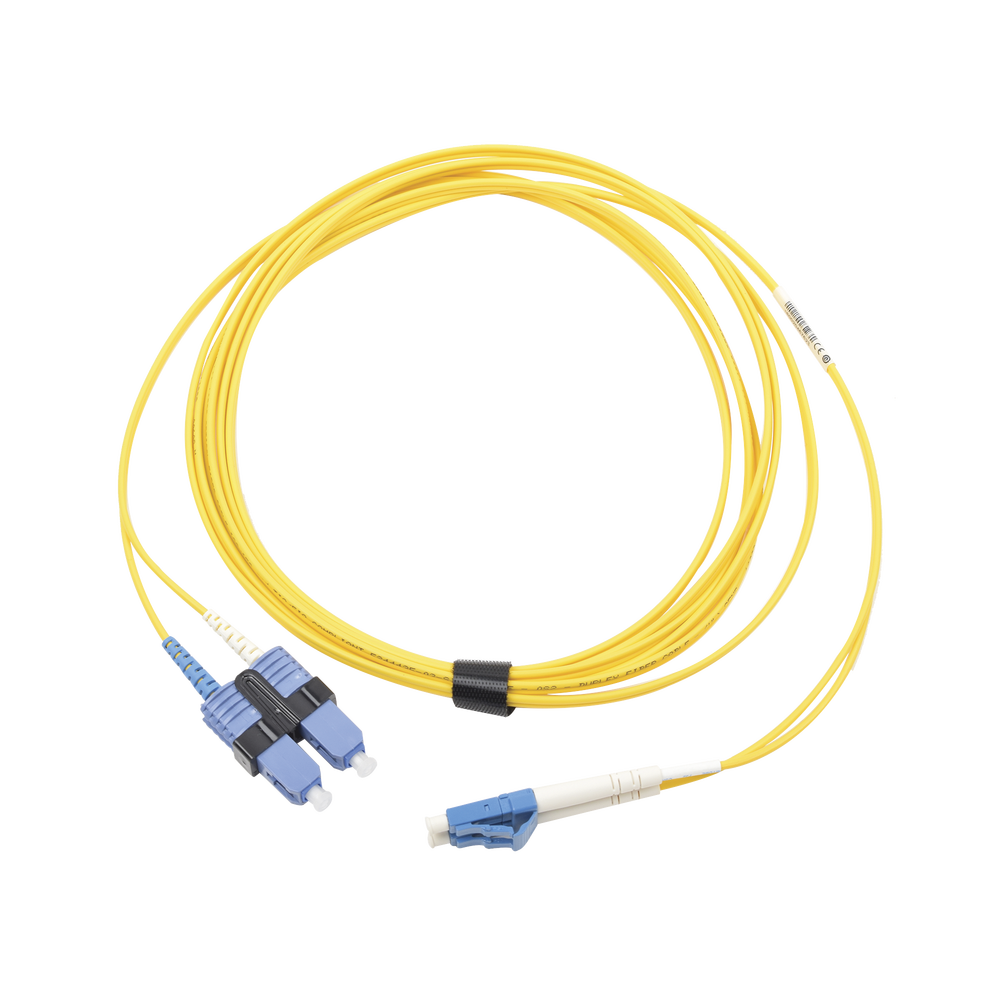 Jumper de Fibra ?ptica Monomodo (OS2), XGLO, LC/UPC-SC/UPC Duplex, OFNR, Color Amarillo, 5 Metros (16.40 Pies)