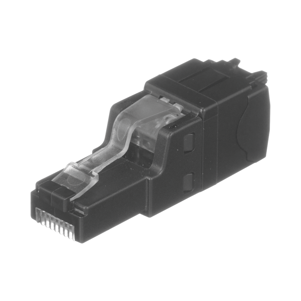 Plug RJ45 UTP, Instalaci?n Recta, Terminaci?n en Campo Certificable, Compatible con Cat5e, Cat6 y Cat6A, Color Negro