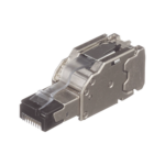 Plug RJ45 Blindado, Instalaci?n Recta, Terminaci?n en Campo Certificable, Compatible con Cat5e, Cat6 y Cat6A, Color Plata, Paquete de 10 Piezas