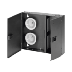 Caja de Conexi?n de Fibra ?ptica, Para Montaje en Pared, Acepta 2 Placas FAP o FMP, Hasta 48 Fibras, Color Negro