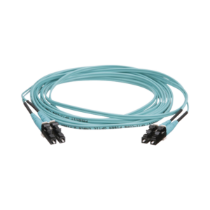 Jumper de Fibra ?ptica Multimodo 50/125 OM4, LC-LC Duplex, OFNR (Riser), Color Aqua, 4 Metros (13.12 Pies)