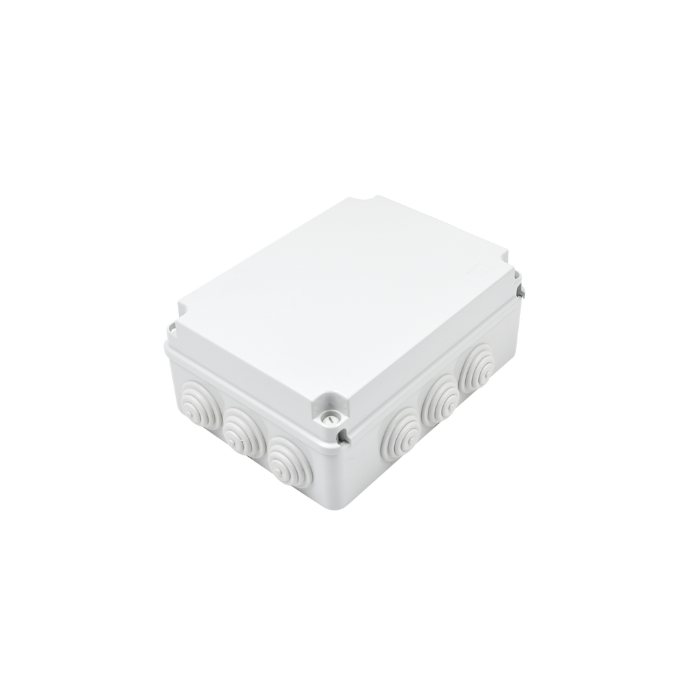 Caja Estanca de PVC Para Derivación y Conexión, 12 Entradas, Tapa Atornillada, 300x220x120 mm  (Área interna), Uso Exterior IP55, Material que no Propaga el Fuego y Libre de Hálogenos