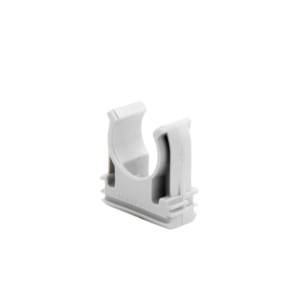 Soporte de presión (Abrazadera), PVC Auto-extinguible, abierto para tubería de 20 mm