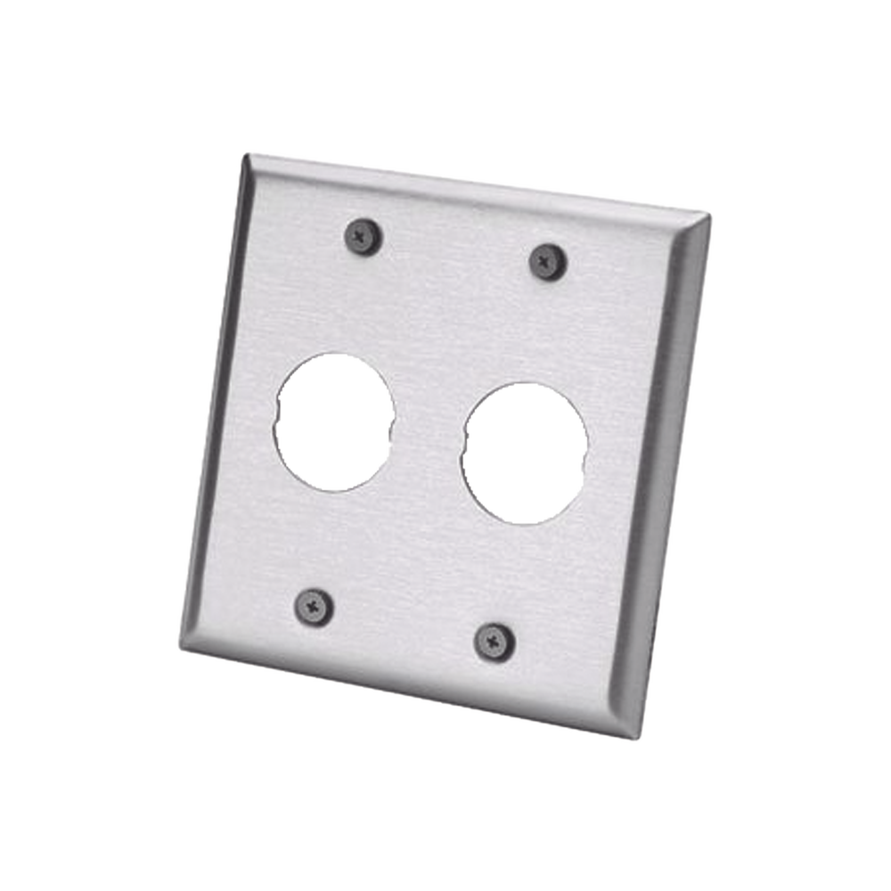 Placa de Pared Doble IndustrialNet?, Para 2 Conectores Industriales, de Acero Inoxidable