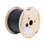 Carrete de 1 km de Fibra ?ptica A?rea Mini Figura 8 G.657A2 Tipo Drop, Monomodo de 2 Hilos (Bifibra), Dise?ada para Fusionarse, Color Negro, Span 80, (No Soporta Conectores Mec?nicos)