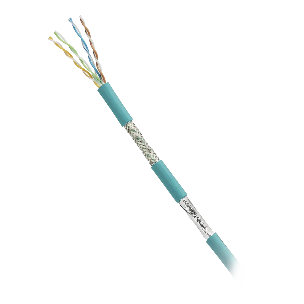 Bobina de Cable Blindado SF/UTP Categor?a 5e de 4 Pares, Uso Industrial con Resistencia al Aceite y Rayos UV, Multifilar 24/7 (Flexible), Color Azul Cerceta, Bobina de 305 Metros (1000 Pies)