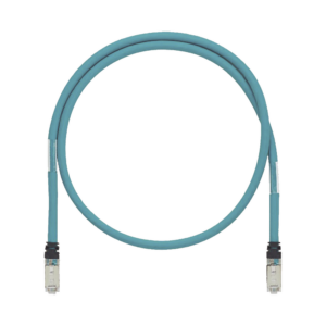 Patch Cord Cat6A de Grado Industrial 600V, Blindado SF/UTP, Calibre 26 AWG, Color Aqua, 60 cm (23.62 pulgadas).