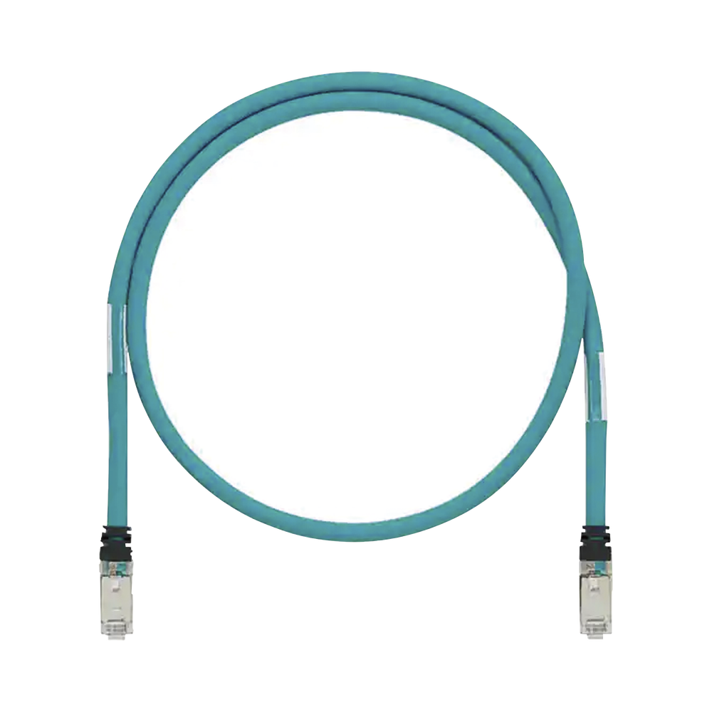 Patch Cord Cat6A de Grado Industrial 600V, Blindado SF/UTP, Calibre 26 AWG, Color Aqua, 5 Metros (16.40 Pies)
