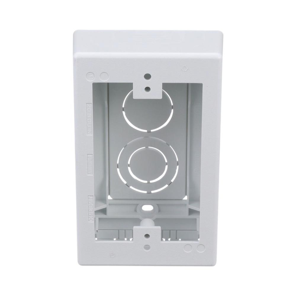 Caja de Pared Superficial, Uso Universal con Placas de Pared, con Cinta Adhesiva, Color Blanco