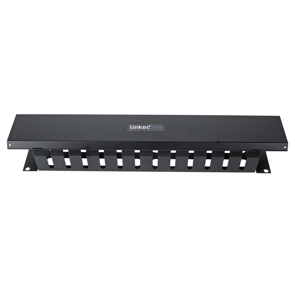 Organizador de Cables Horizontal de 2U para Rack de 19" con Cubierta Metálica