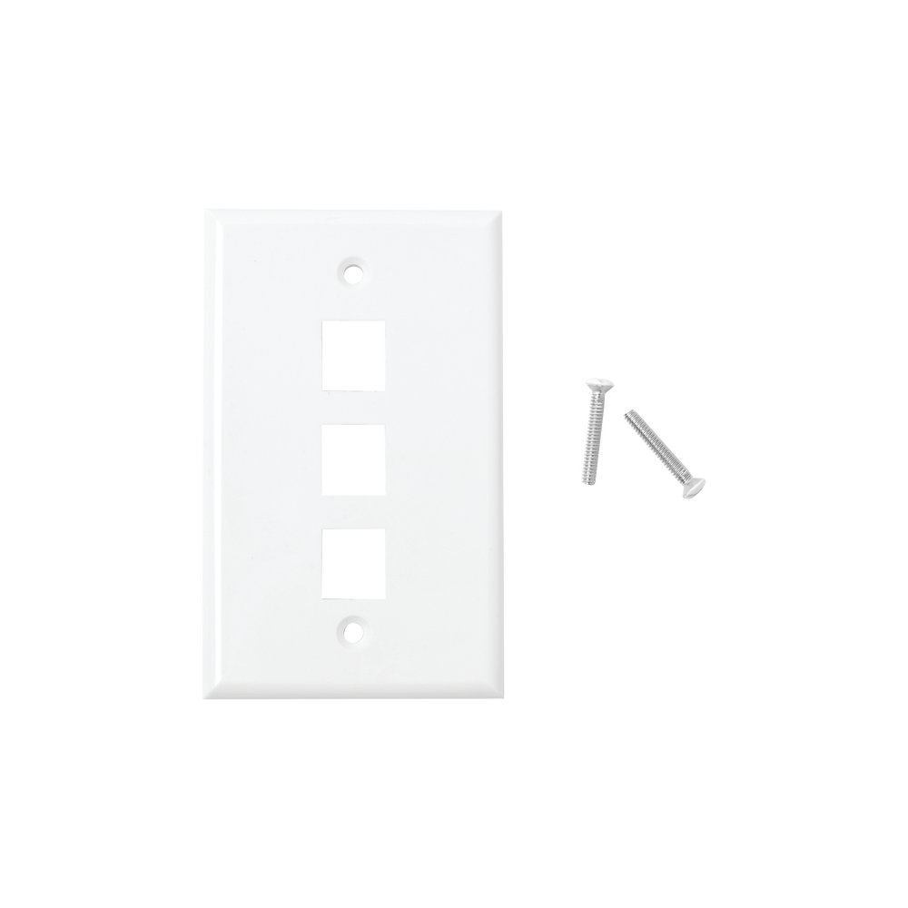 Placa de Pared de 3 Puertos, Keystone, Color Blanco