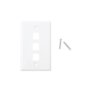 Placa de Pared de 3 Puertos, Keystone, Color Blanco