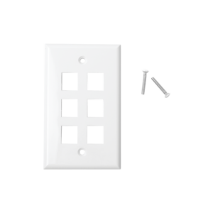 Placa de Pared de 6 Puertos, Keystone, Color Blanco