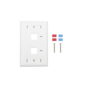 Placa de Pared de 2 Puertos, Keystone, con Espacio para Etiqueta, Color Blanco