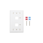 Placa de Pared de 2 Puertos, Keystone, con Espacio para Etiqueta, Color Blanco