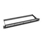 Patch Panel Modular sin Blindaje de 24 Puertos, 1U, con Barra para Organizar Cable