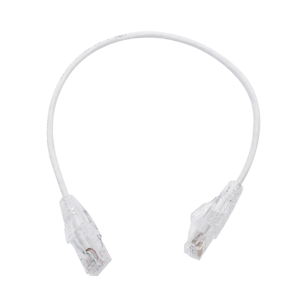 Cable de Parcheo Slim UTP Cat6 - 30 cm (11.81 Pulgadas) Blanco, Di?metro Reducido (28 AWG)