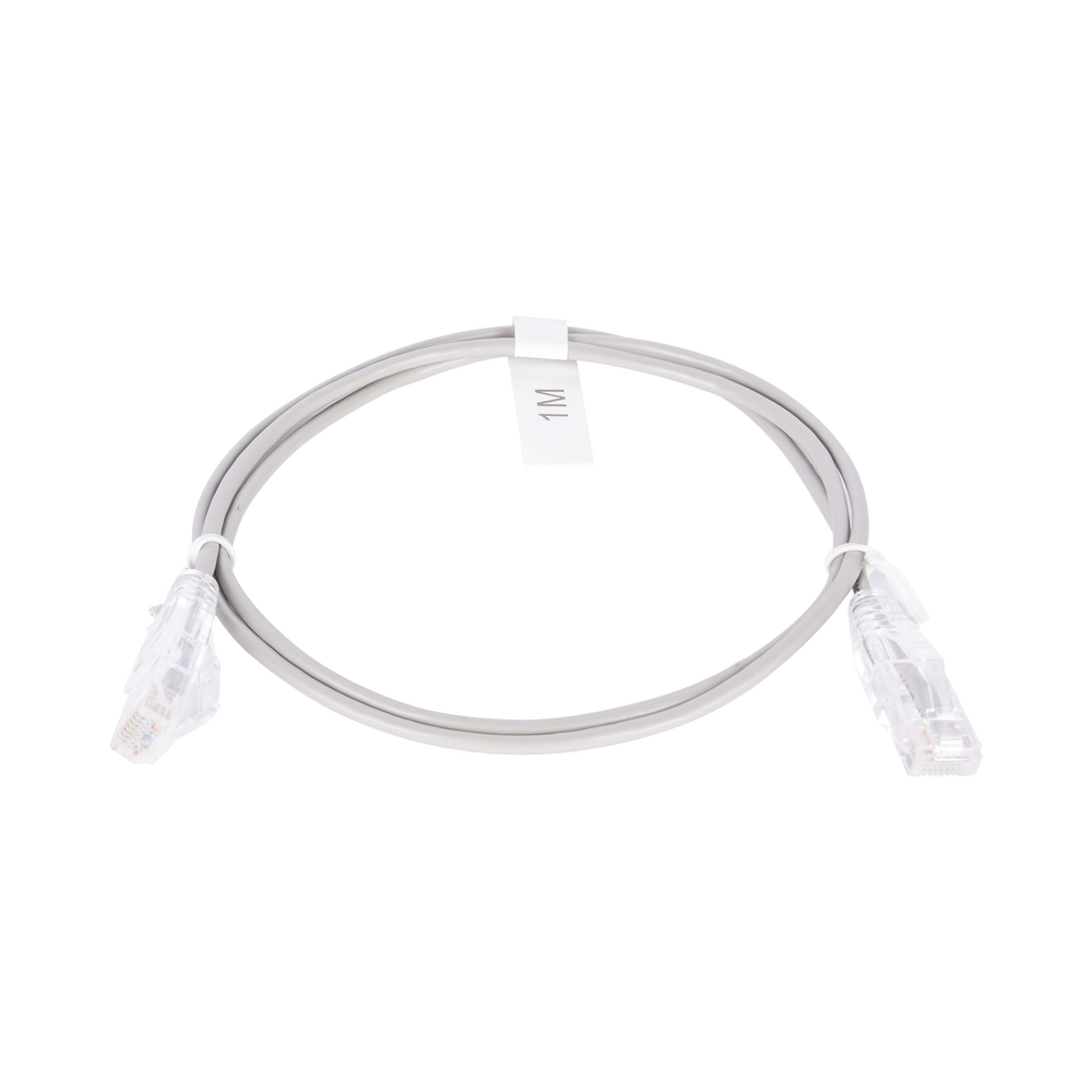 Cable de Parcheo Slim UTP Cat6 - 1 Metro (3.28 Pies), Gris, Di?metro Reducido (28 AWG)