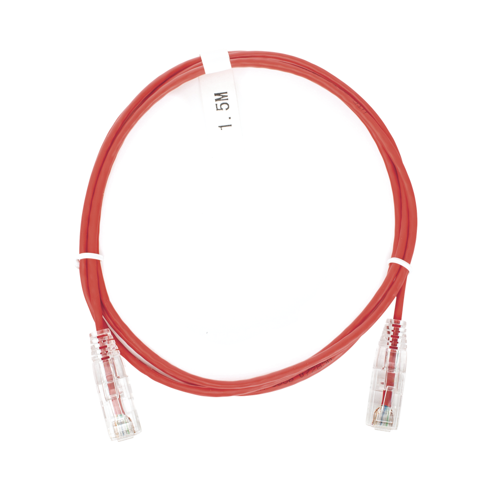 Cable de Parcheo Slim UTP Cat6 - 1.5 Metros (4.92 Pies) Rojo Di?metro Reducido (28 AWG)
