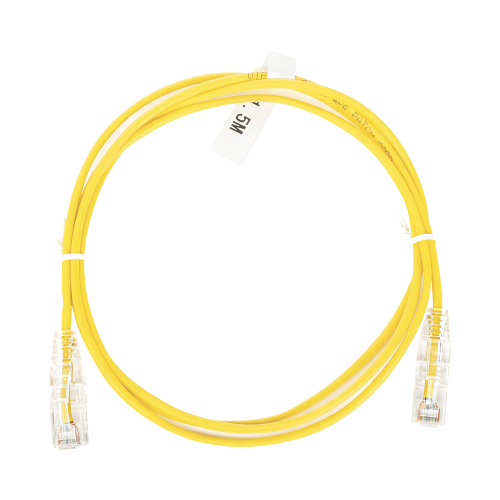 Cable de Parcheo Slim UTP Cat6 - 1.5 Metros (4.92 Pies) Amarillo Di?metro Reducido (28 AWG)